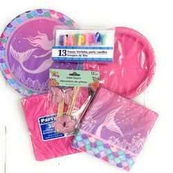 Girls Mermaid Party Supplies With Napkins Plates Candles