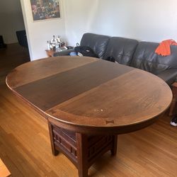 Mission-Style Round Dining Table + 4 Chairs