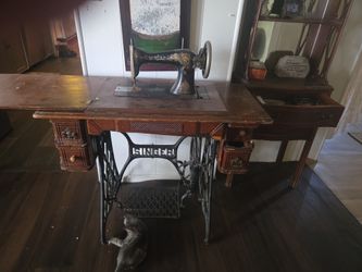 Singer treadle sewing machine cabinet table from the Rock Rest Tourist Home