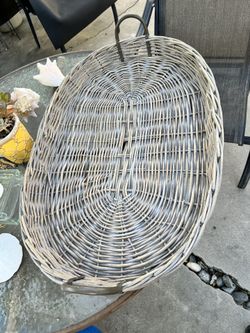 Oversize Wicker Tray With Handles