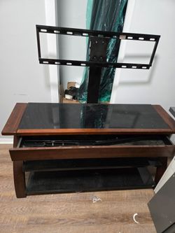Glass and wooden tv stand
