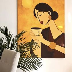 ✨ Original Painting — “Woman with a Cup” | Oil on Canvas | Modern Interior ✨