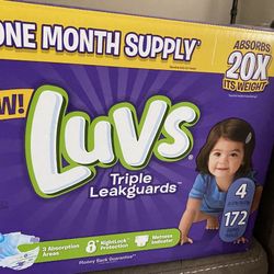 Luvs Size 4 Diapers New In Box 172 PC One Month Supply