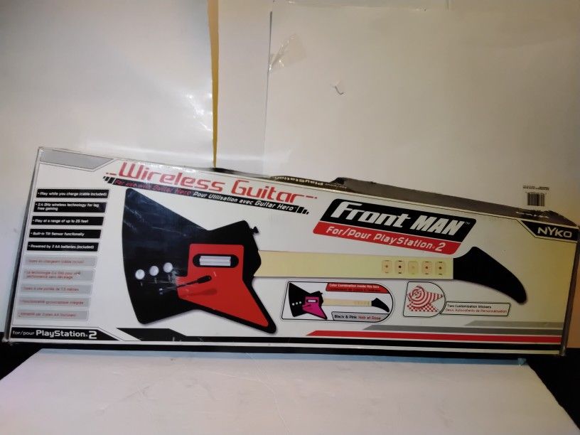 Nyko Frontman Wireless Guitar For Guitar Hero PS2 Playstation 2 In Original Box Like New Rare Color