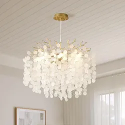 18" Coastal Chandelier 6-Light Gold Tree Branch Crystal Adjustable Hanging Pendant Fixture