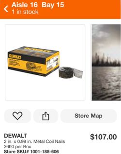 DEWALT - 2 in. × 0.099 in. Metal Coil Nails 3600 per Box - DWC6P99D
