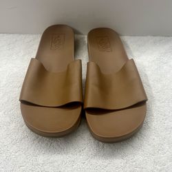 Vans off the wall women’s brown leather slides 9