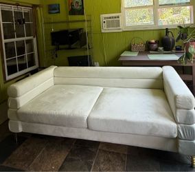 Suede white sofa