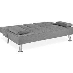 NEW! Modern fabric futon couch sofa bed - Dark grey 