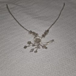 Antique 925 sterling silver tribal flower 17" necklace