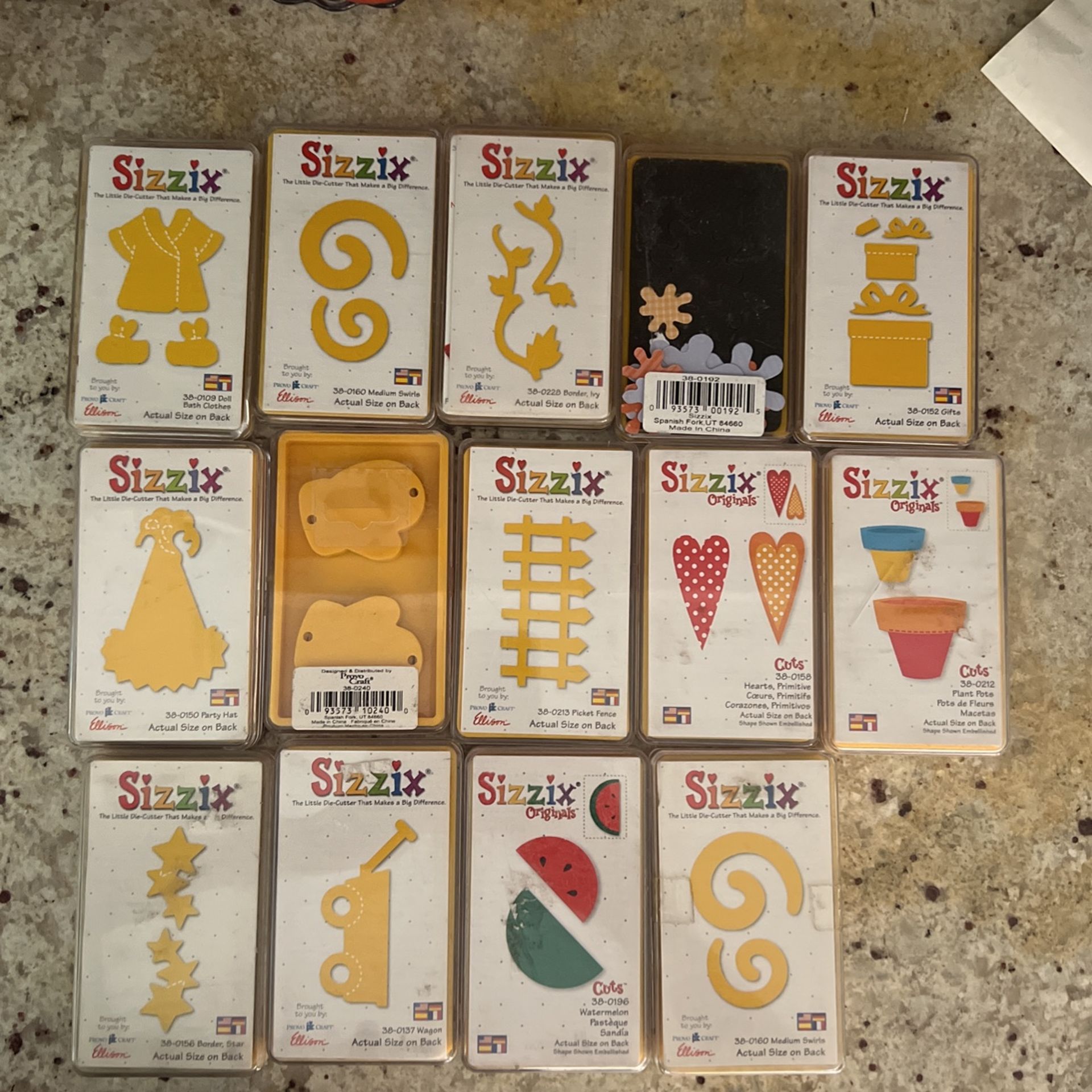 Sizzix YELLOW Dies. Your Choice Of 13 Designs