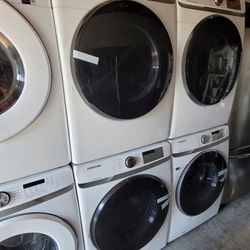 New Samsung Large Capacity Front Load Washer And Stackable Gas Dryer Set With Steam 
