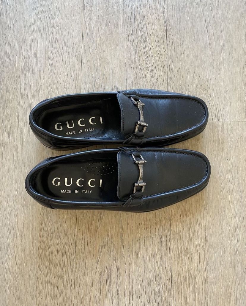 Men’s Vintage Gucci Horsebit Leather Loafers in Black