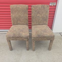 2 Side Chairs Brown With Print 