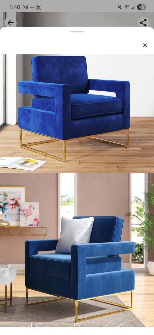 2 Blue Accent Chairs For Sale