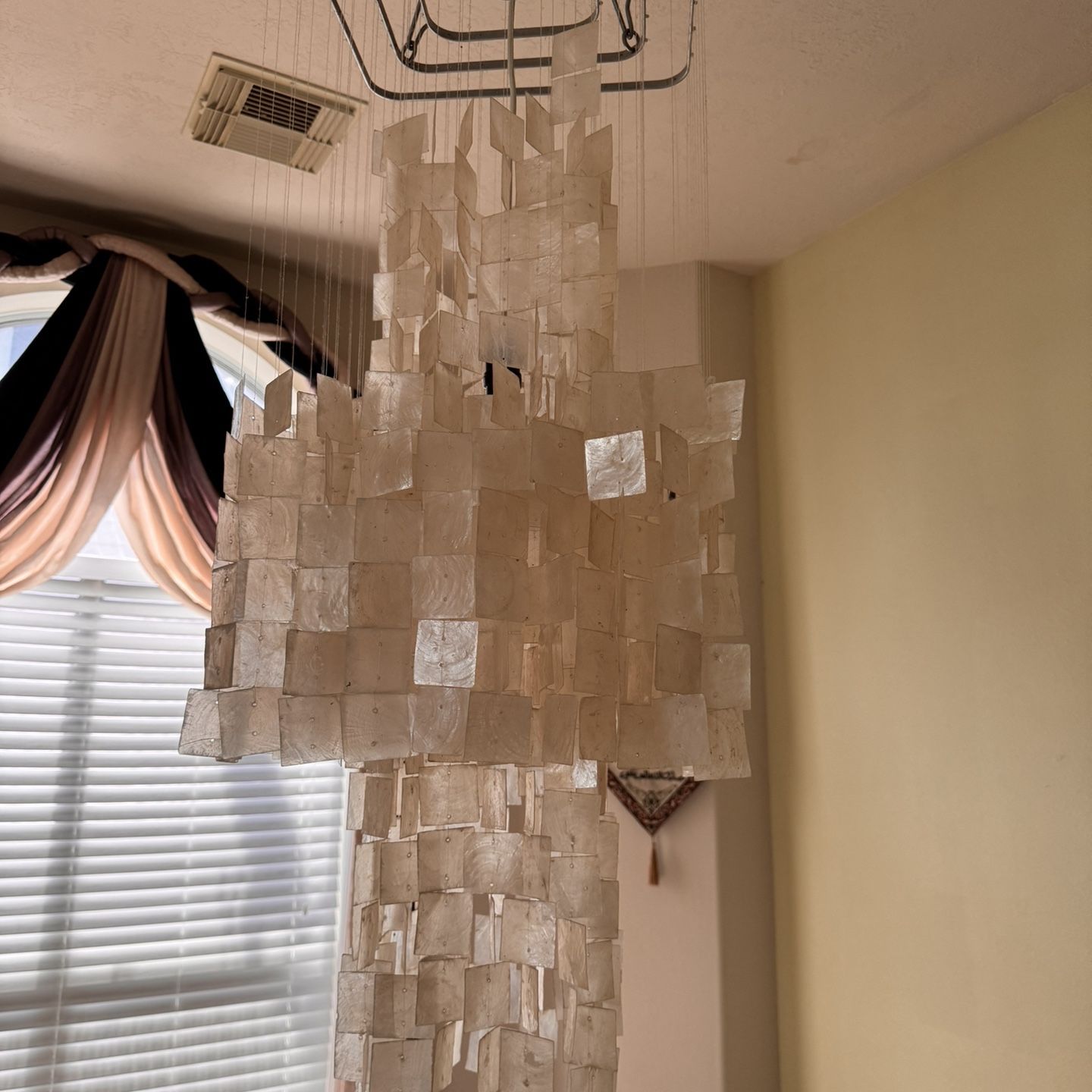 Glass Table With All Six Chairs And Chandelier