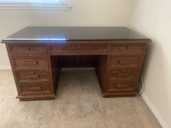 Office Desk Wood with glass top