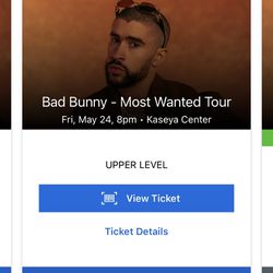 Bad Bunny Concert Ticket May 24