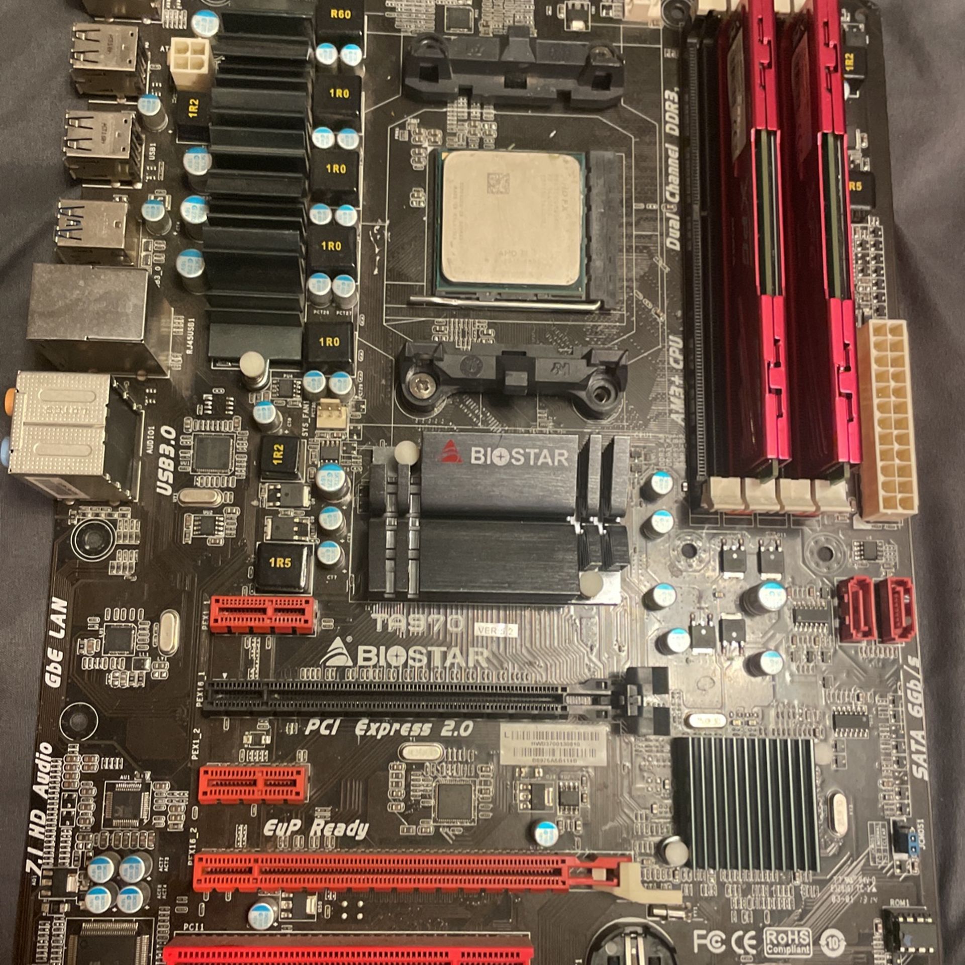 Biostar Ta970, 8gb Ram, Amd Processor Combo