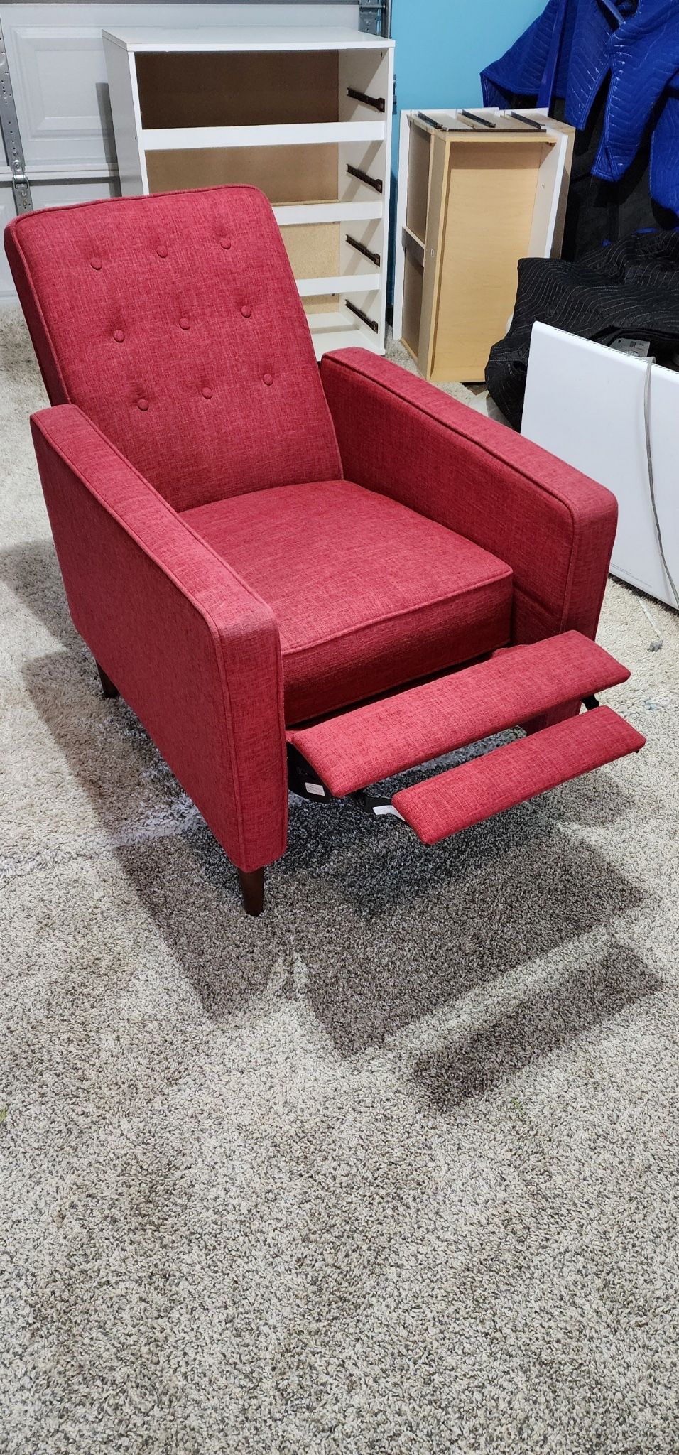 Red Mason Mid Century Modern Tufted Back Fabric Recliner