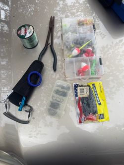 Fishing Tackle Lot with Lures, Hooks, and Accessories