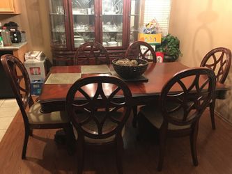 6 chair table and cabinet