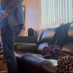 Grey Leather Sofa Barely Used