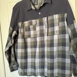 Men’s Long Sleeve Plaid Shirt- XL