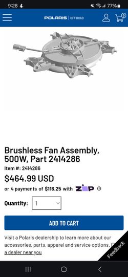 Polaris RZR Turbo S Brushless Fan Assembly 500w (contact info removed)