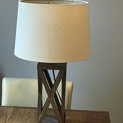 Farmhouse X Base Style Wood Table Lamp 25 Inches Tall