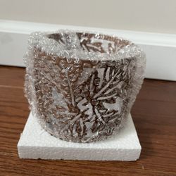 Avon Fall Leaves Candle Sleeve Brown For Three Wick Candle Or Pillar Candle 3.25“ Tall