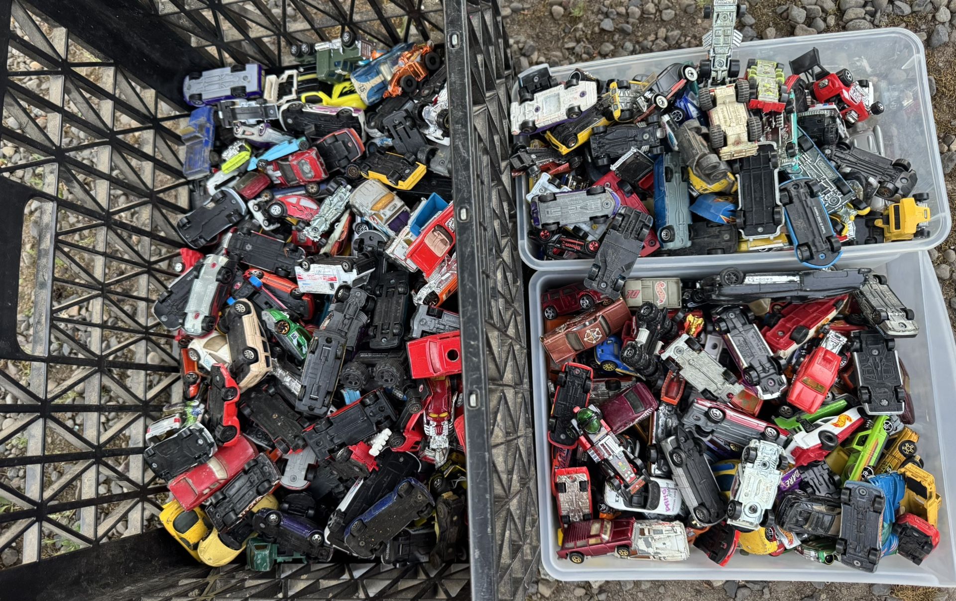Hundreds of hot wheels and matchbox cars