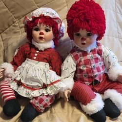 Marie Osmond Raggedy Ann & Andy Christmas Dolls 20"