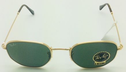 BRAND NEW REY BAN HEXAGONAL SUNGLASSES RB3548N CLASSIC GREEN FLAT LENS/GOLD
