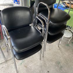 5 Black Metal Chairs