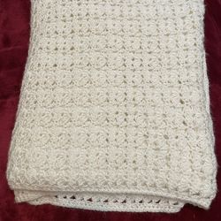 White Handmade Crochet Blanket
