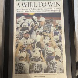 World Series Newspaper In A Frame. Custom To Your Liking