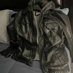 Levi’s Leather Coat With Hood 