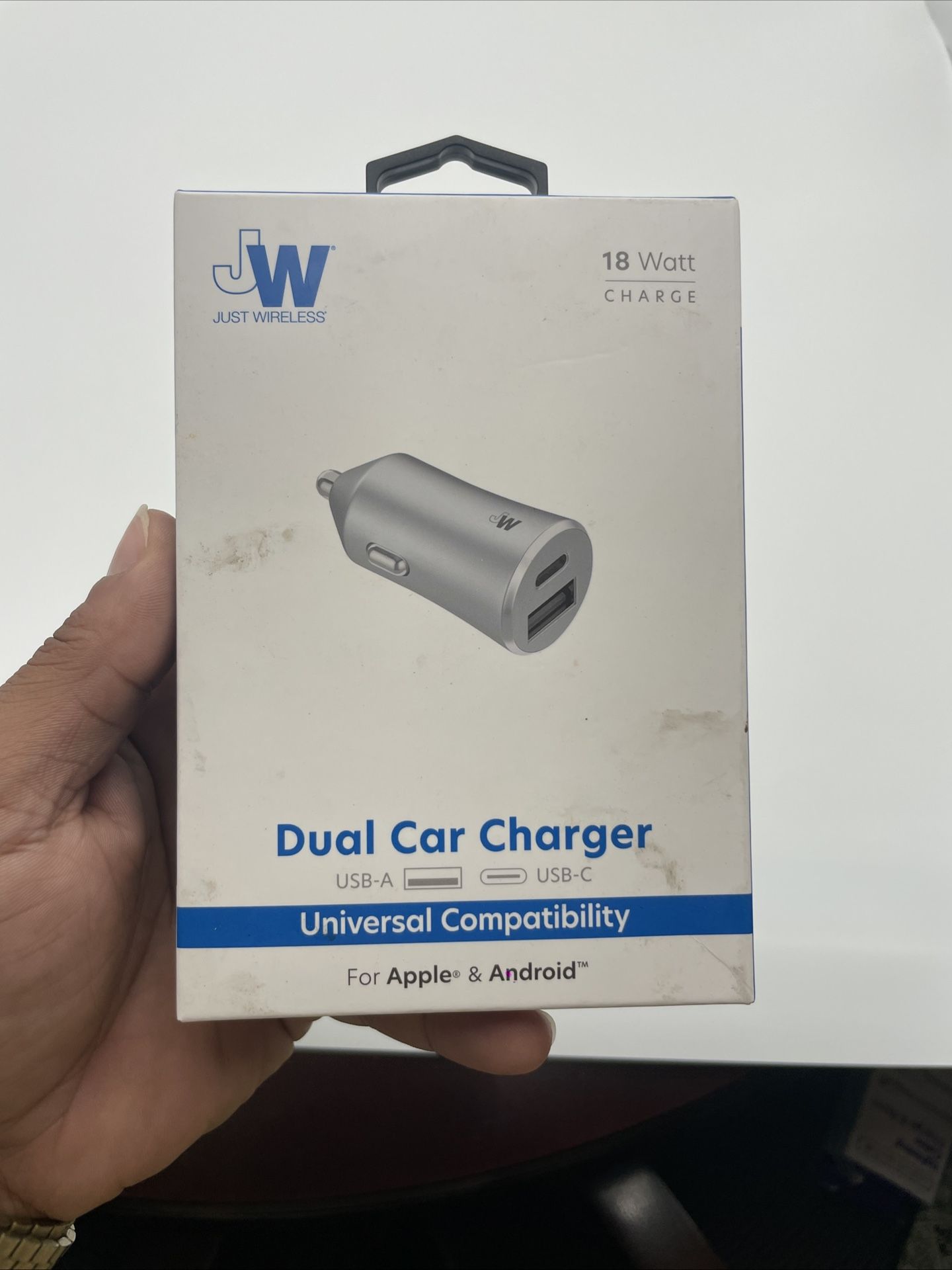 Just Wireless Dual Car Charger - 18W - USB-A & USB-C - Universal Compatibility - NEW