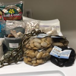 Terrarium Supplies, Aquarium Rock, Jade Beans, Shells, Giant Brandy Snifter, Hanging Terrarium, Hanging Chains Planters