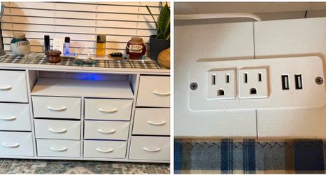 12 drawer dresser with charging station. 54” wide x 12” deep