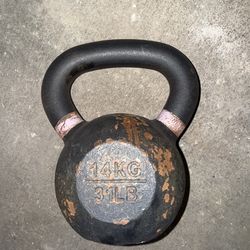 Yes4All 31 lbs Kettlebell Powder Coated Cast Iron with Wide Handle & Flat Bottom.