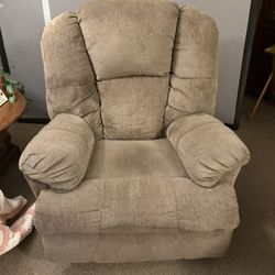 Rocking Armchair Recliner Light Brown Fabric