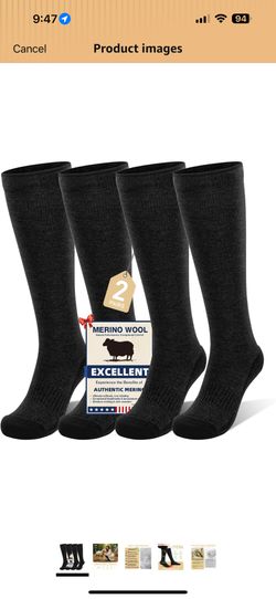 Merino Wool Compression Socks for Women&Men 15-20mmHg Knee High Breathable Socks for Flying, Athletic, Travel