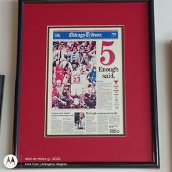 Framed Chicago Bulls 1997 Championship Chicago Tribune Front Page