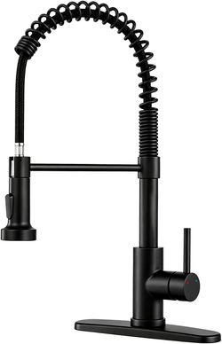OWOFAN Commercial Pull-Down Spring Kitchen Faucet - Matte Black (Brand New)