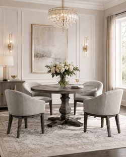 ROUND 5 PIECE DINING TABLE SET WEATHERED GRAY