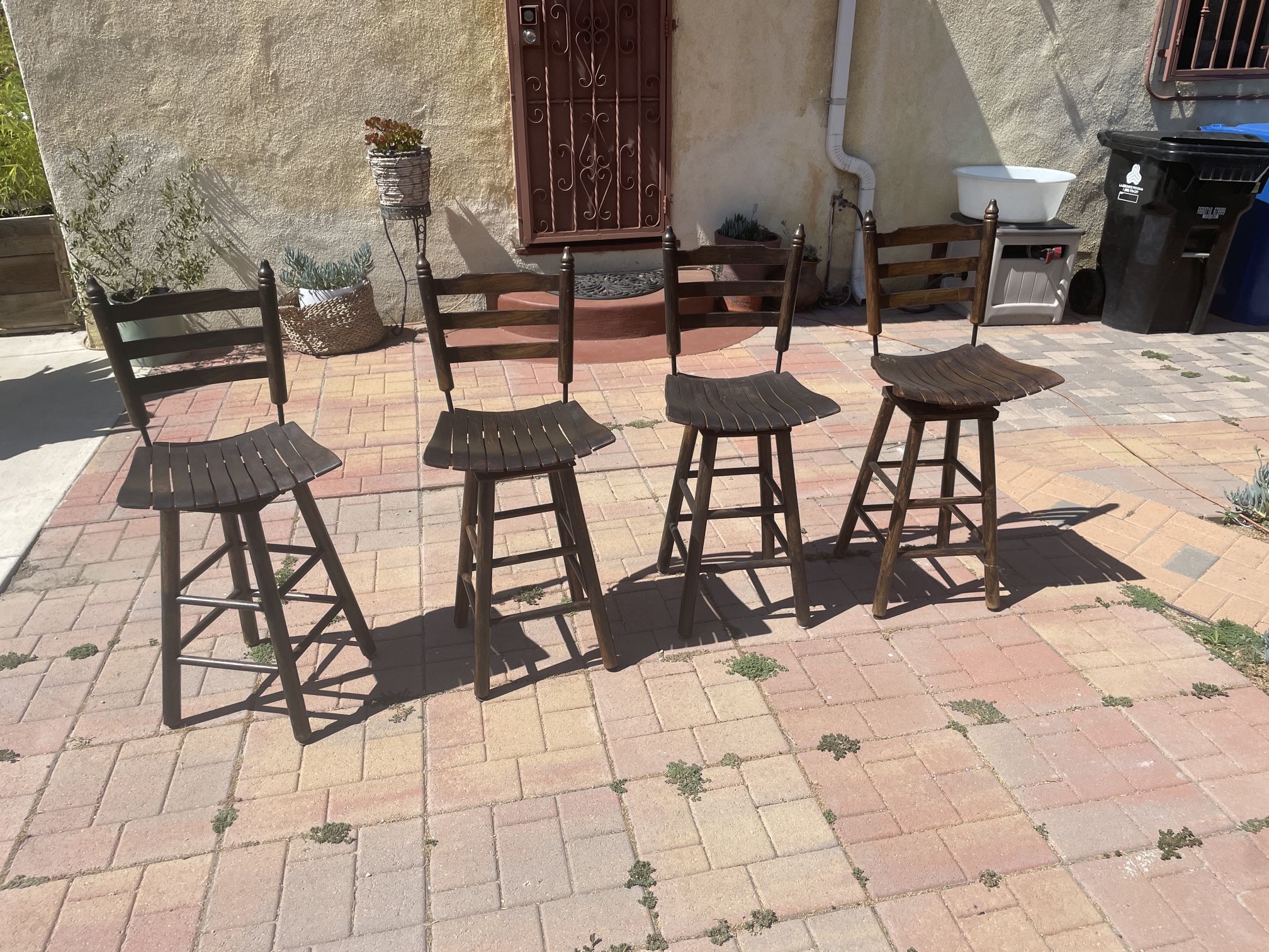 Vintage Wood Counter Height Stools