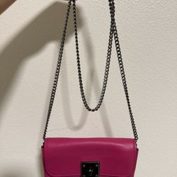 NWT COACH Mixed Leather Clutch Wallet Crossbody HANDBAG in Fuchsia Pink!