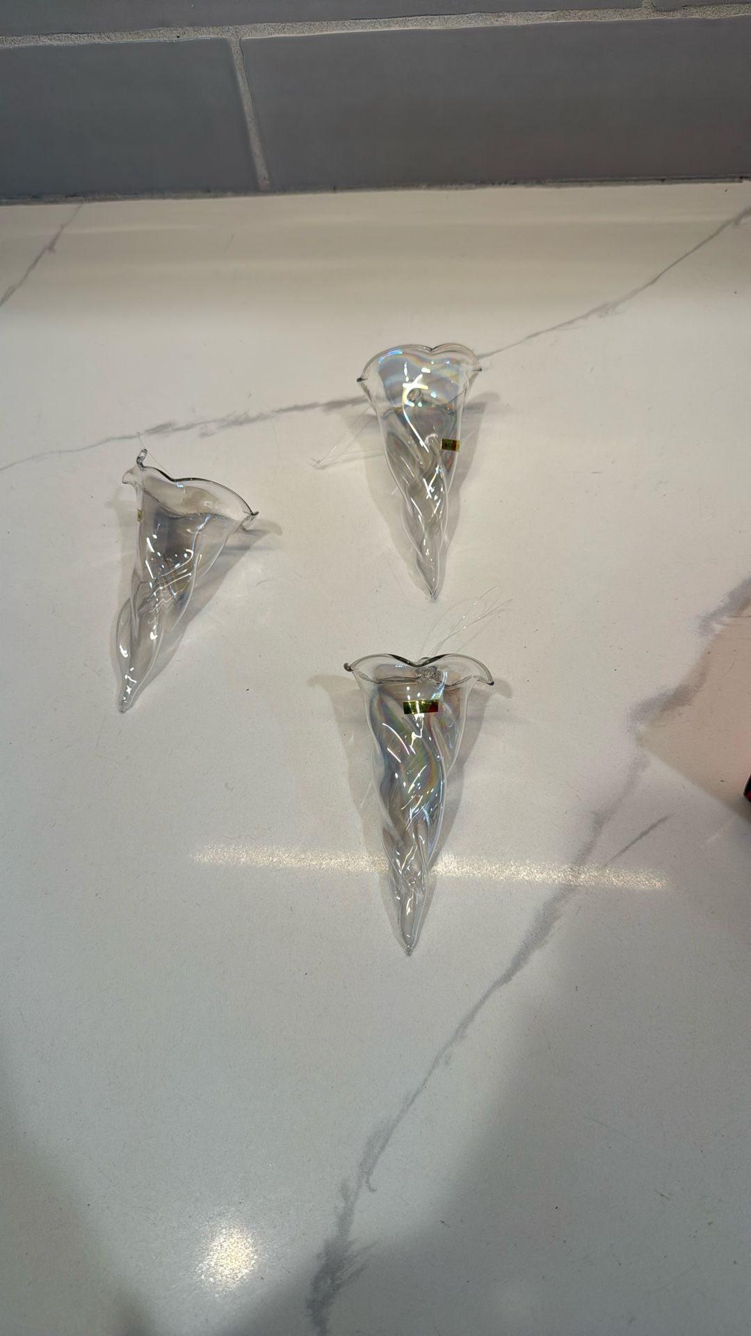 3 Vintage Glass Vase Ornaments